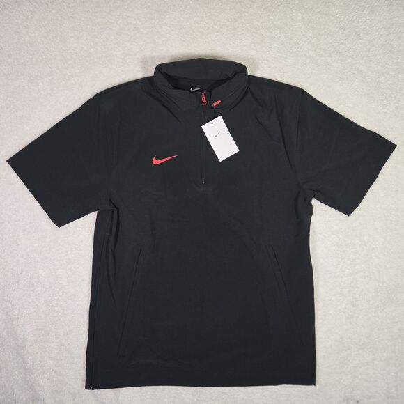 Nike Coaches Sideline Black Hooded Jacket Short Sleeve Mens Medium FJ9548-013 M